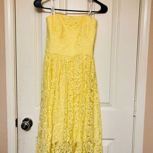 Yellow lace stretch Strapless Dress NWOT